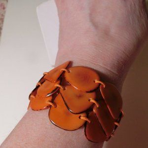 VTG "Madeira" Orange w/Black 70's Acrylic Bracelet
